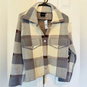 Plaid Shacket in Cream and Gray